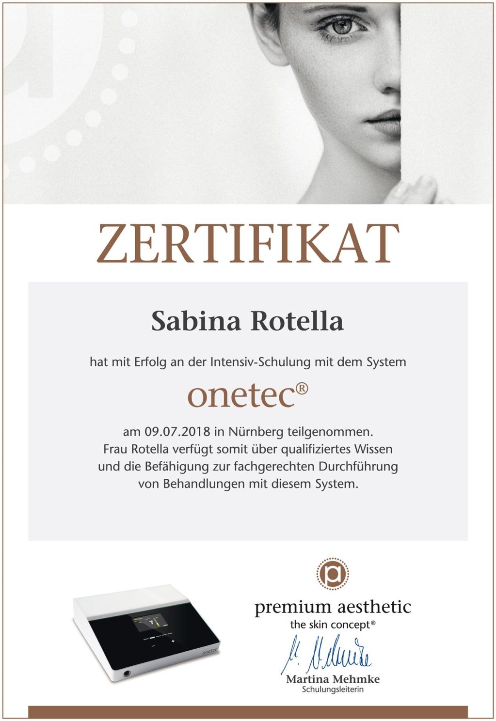 Zertifikat onetec Rotella Divaverde.de